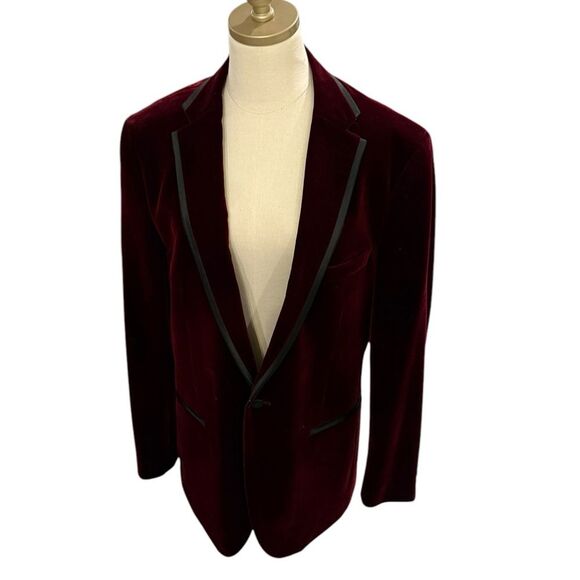 Alan Flusser Burgundy and Black trim Blazer EUC Men’s size 40 Regular Beautiful - Picture 5 of 10